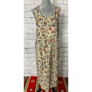 Vintage 90's Erika & Co Floral Linen Blend Cottagecore Jumper Dress